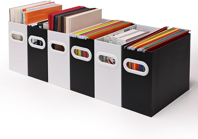 File Box for Hanging File Folders, Collapsible Cardboard Box | Portable Filing by AOSRIC