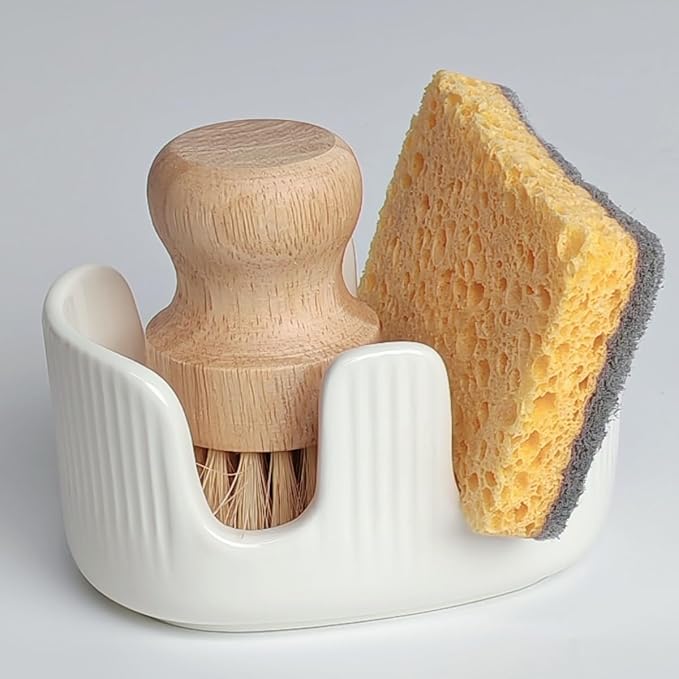 Ceramic Sponge Holder, 2-Slot Dish Sponge Holder by BekPooQ