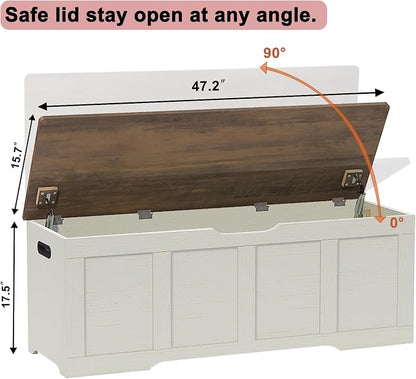 Timberer 47.2" Wooden Storage Chest, Extra Large Storage Trunk | Storage Bench - Image 3