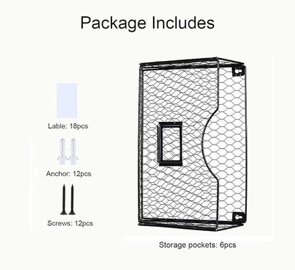 6 Pockets Hanging File Holder Wall Mount Mail Organizer Metal Chicken Wire - Image 3