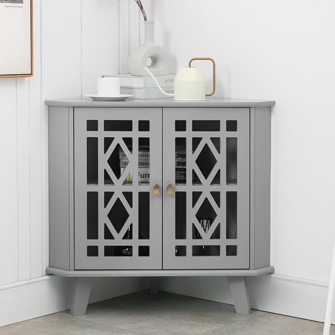 Scurrty 32'' Corner Shelf Stand, Small Corner Table Sideboard Cabinet - Image 6