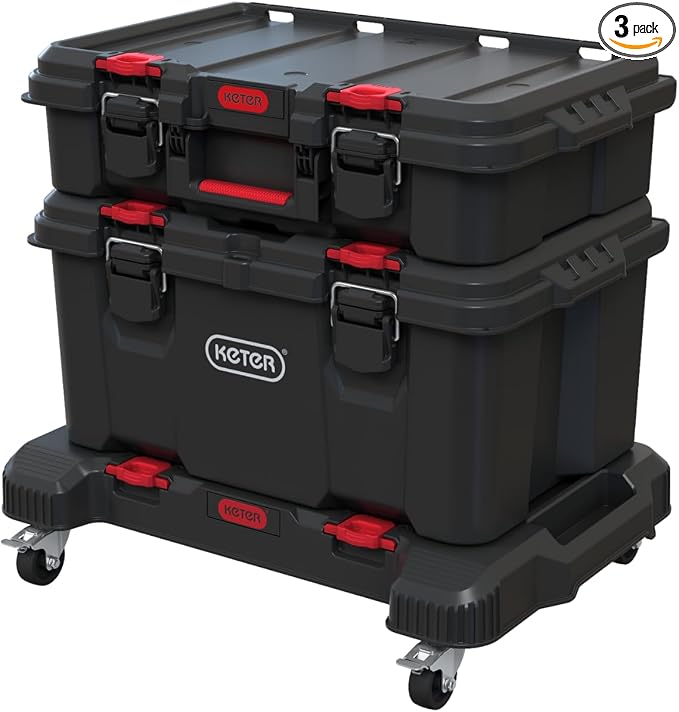 Keter Stack-n-Roll 3-Piece Rolling Tool Storage System – Includes Dolly by Unknown