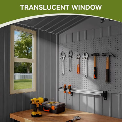COMHOMA Shed Storage Outdoor Metal Windowed Lockable Garden Toolhouse - Image 6