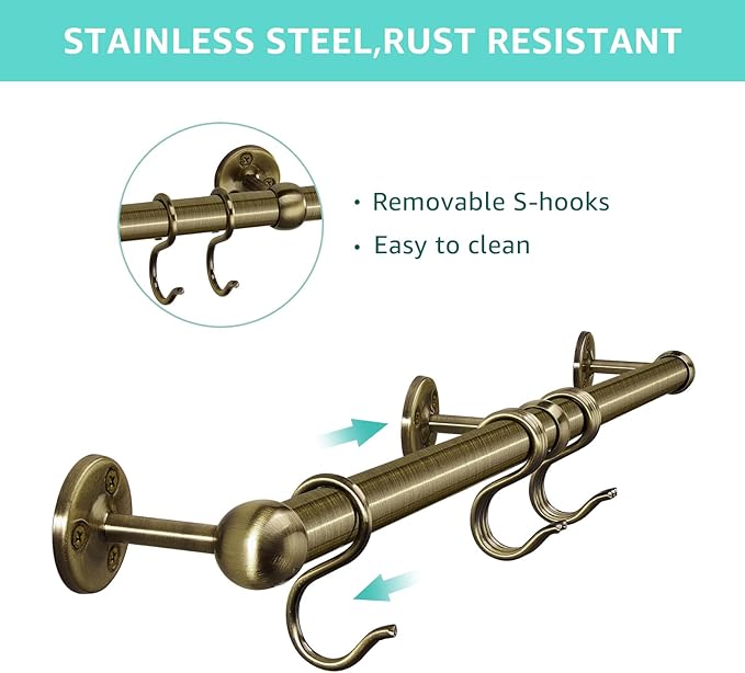 ROTHLEY Stainless Steel Hanging Pot Rack Hanger: 23.7 Inch Pot and Pan Hanger - Image 3