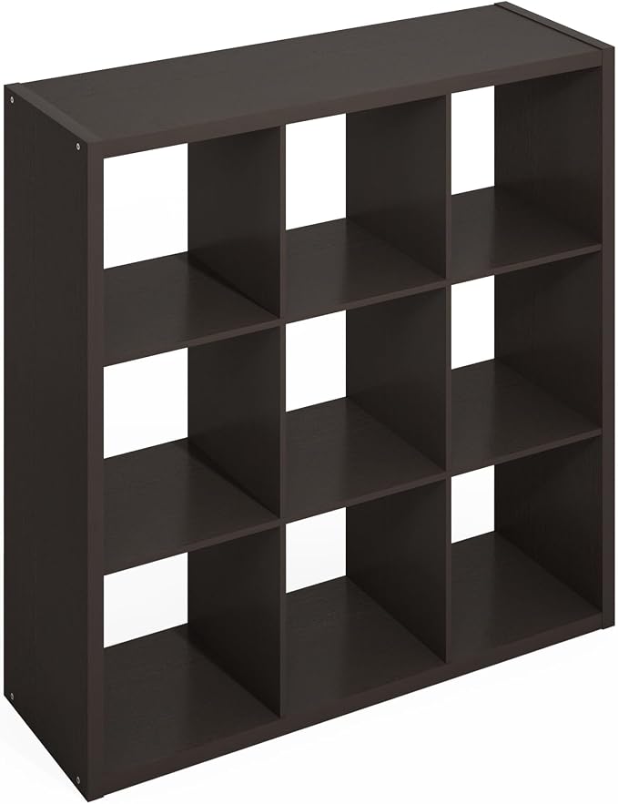 Furinno Simple 9-Cube Storage Organizer, Display Shelf, Dark Oak | Extra Thick - Image 7