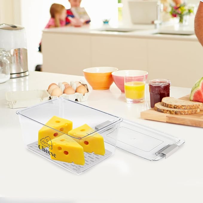 Cheese Container Airtight with Draining Basket Cream Cheese Sliced Cheeses Box - Image 6