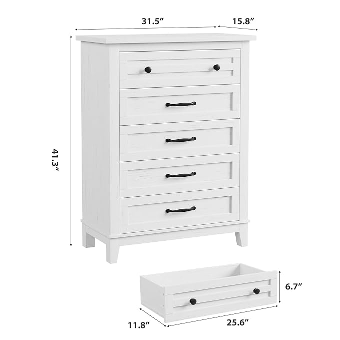 GarveeHome 5 Dresser for Bedroom, 41.3 in Tall Vertical Drawer Dresser - Image 2