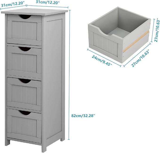 Bonnlo Skinny Bathroom Floor Storage Cabinet, 12 Inch Wide Deep Small Storage - Image 3