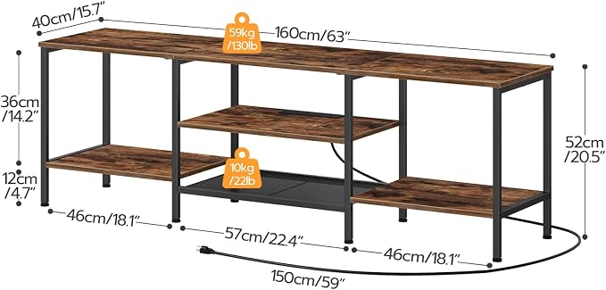 HOOBRO TV Stand with Power Outlets to 75 Inches, TV Console Table with Open - Image 2