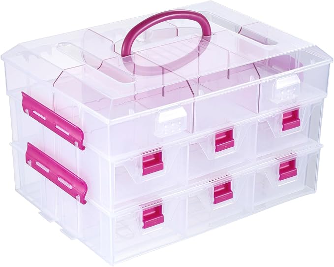 MyGift 11 Inch Clear Arts and Crafts Stackable Container, Sewing Supplies by MyGiftHome