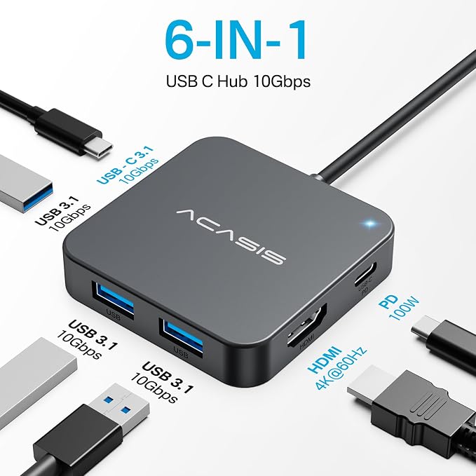 ACASIS USB C Hub 10Gbps, USB C to 4K 60Hz HDMI Adapter - Image 2