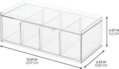 iDesign XL Tea Bag Organizer, 4-Section Clear Stackable, Storage Drawer - Image 3