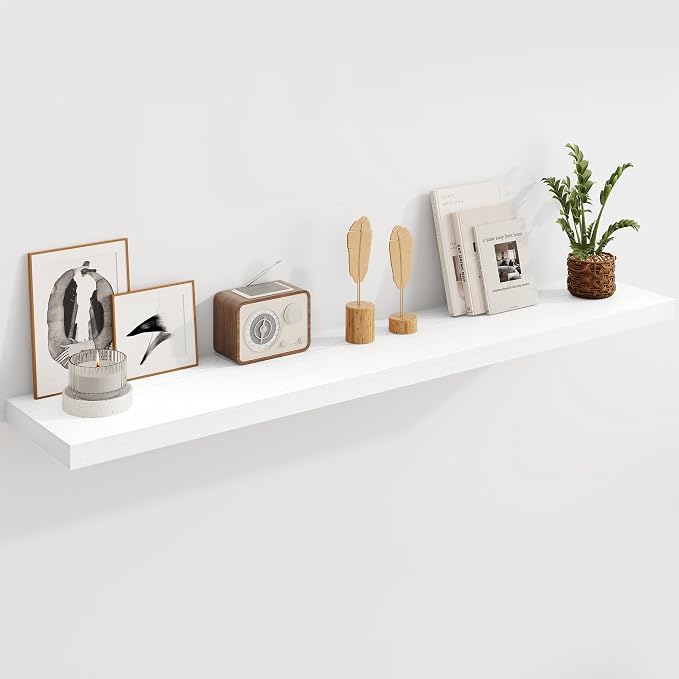 Fun Memories Deep White Floating Shelves, 8 Inch Deep Floating Shelf by FunMemories