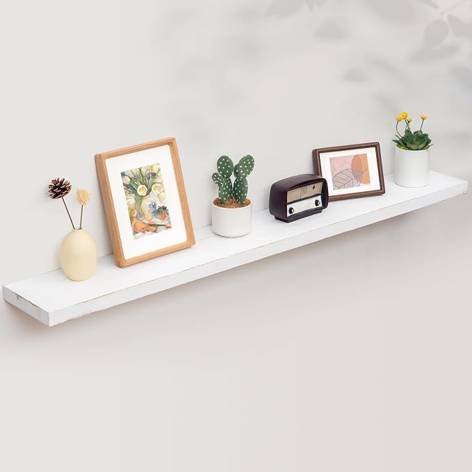 Floating Shelves for Wall, Rustic Elm Wood 56'' W x 8" D Wall Shelf - Image 7
