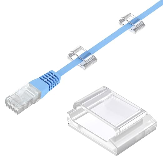 AGPTEK Ethernet Cable Clips, Flat Cord Clips Small Cable Holder Management by AGPTEK