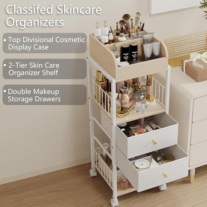 Floor Makeup Organizer Storage Cart - Image 4