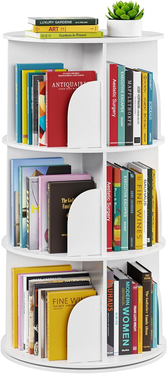SpaceAid 3 Tier Rotating Bookshelf Tower, Spinning Bookcase Lazy Susan by SpaceAid