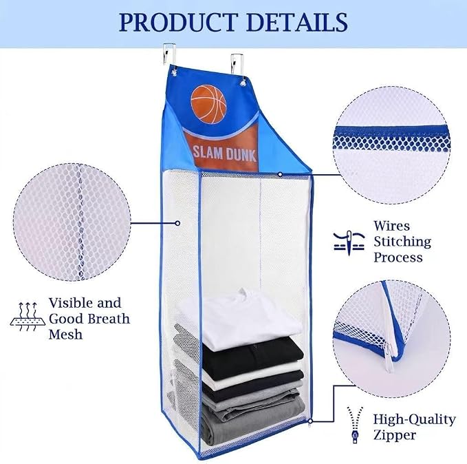 2 Pack Over the Door Laundry Hamper, Hanging Basketball Laundry Hamper - Image 4