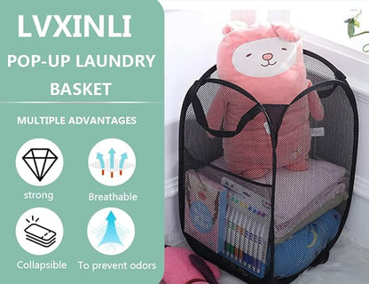 2 Pack Laundry Basket, Foldable Mesh Pop-up Laundry Hamper - Image 4