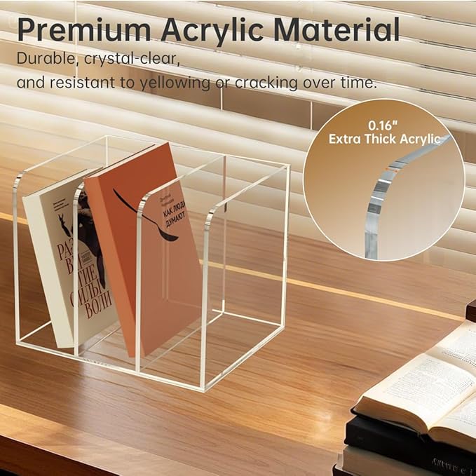 Acrylic Desk Organizer Book Organizer, Magazine File Holder, Vertical File - Image 3