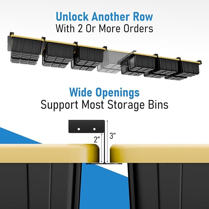 HANDT Overhead Garage Storage Rack, Connectable Heavy Duty Metal Ceiling Rails - Image 3