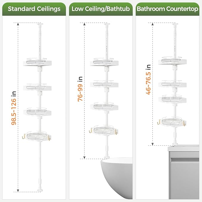 akinbas 360° Rotating Shower Caddy Tension Pole - Image 7