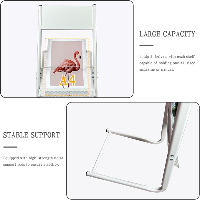 TONGMO Floor-standing 3-Layer Magazine Rack, Brochure Display Stand, made of - Image 3