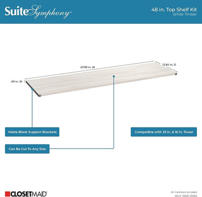 ClosetMaid SuiteSymphony Closet Add-On Accessory, 48-Inch Wide Wood Top Shelf - Image 3