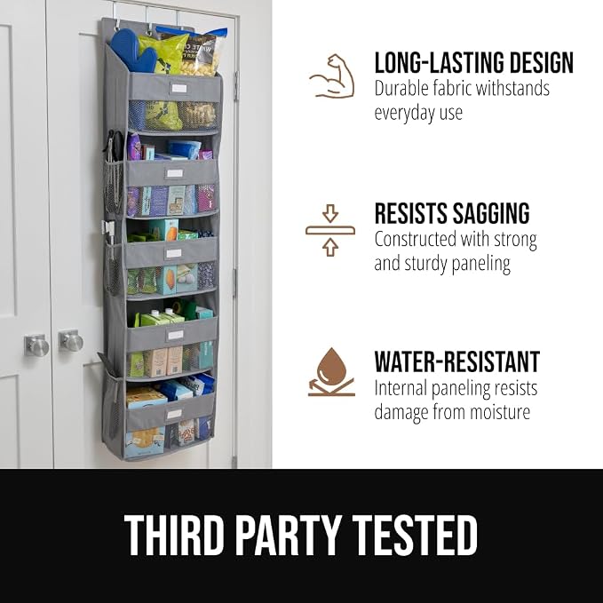 GORILLA GRIP Over The Door Organizer Storage, 5 Deep Hanging Shelves, Holds - Image 5