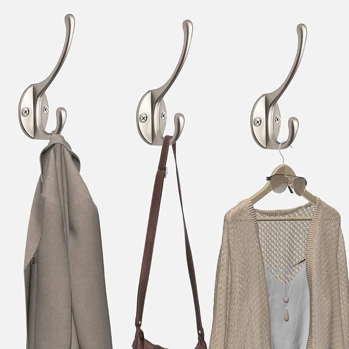 IBosins 10 Pack Heavy Duty Dual Coat Hooks Wall Mounted - Image 7
