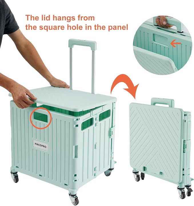 MACOPRO Folding Utility Cart Portable Rolling Crate Handcart Shopping Trolley - Image 8