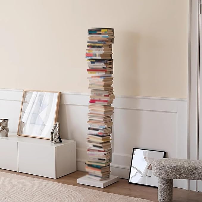 Invisible Vertical Spine Bookshelf Tower, Tall Narrow Metal Bookshelf - Image 2