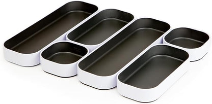 Three by Three Seattle 6 Piece Metal Stacking Bins + Drawer Organizers Set: by ThreebyThreeSeattle