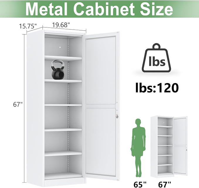 Ckzbx Metal Locker Tall Narrow Storage Cabinet, Gym Home Office, Entryway and - Image 3