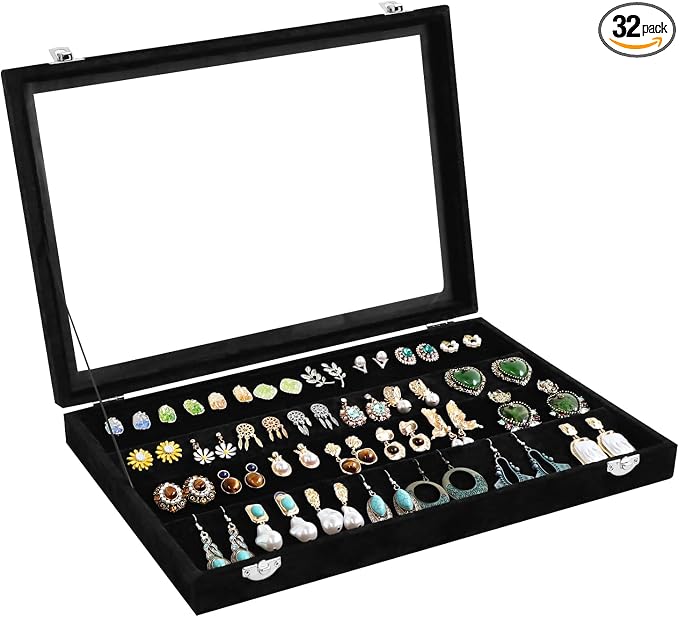 Wudygirl Earring Organizer Tray Jewelry Organizer 32 Pairs Earring Box by Wudygirl