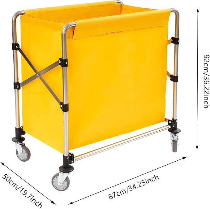 Commercial Laundry Cart with Wheels, Folding Laundry Hamper Cart, Heavy Duty - Image 2
