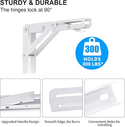 YUMORE Folding Shelf Brackets, 8 Inch Heavy Duty Collapsible Shelf Bracket - Image 3