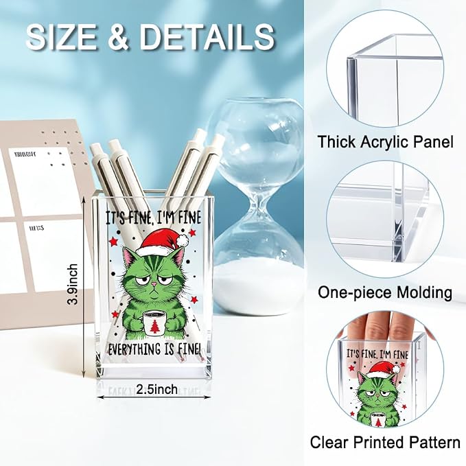 It's Fine I'm Fine Everything Is Acrylic Makeup Brush Pencil Holder Cup - Image 2