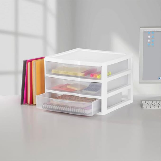 Sterilite 12-Pack Wide 3 Drawer Unit, Plastic Desktop Organizer - Image 2