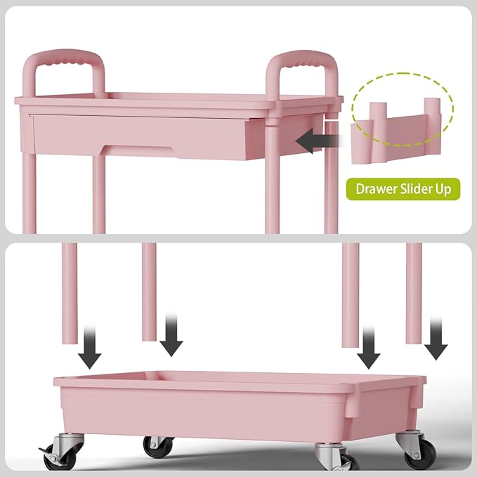 Sorgion 4 Tier Rolling Cart Organizer, Art Craft Diaper Bedside Snack Laundry - Image 5