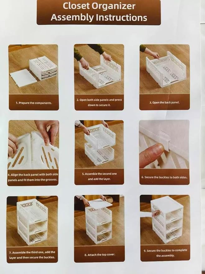 5 Pack Stackable Drawer Storage Baskets – Foldable Closet Organizer - Image 5
