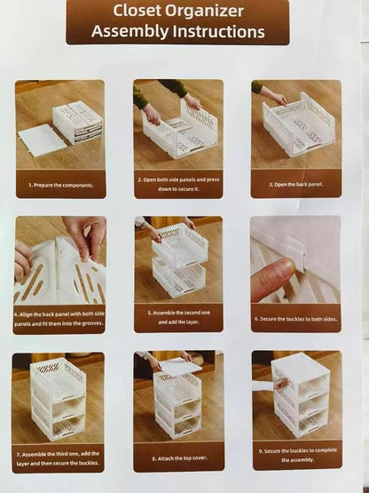 5 Pack Stackable Drawer Storage Baskets – Foldable Closet Organizer - Image 5