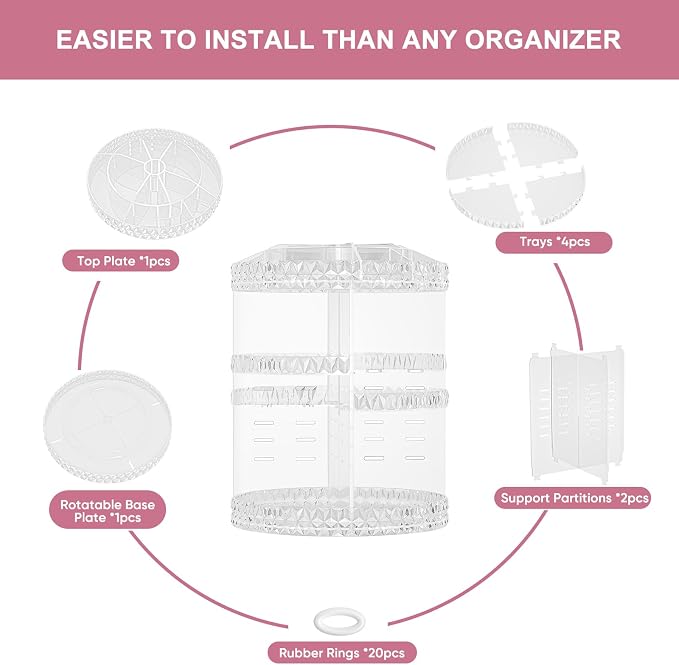 360 Rotating Makeup Organizer, DIY Adjustable Cosmetics Organizer, Professional - Image 6