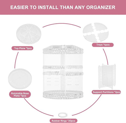 360 Rotating Makeup Organizer, DIY Adjustable Cosmetics Organizer, Professional - Image 6