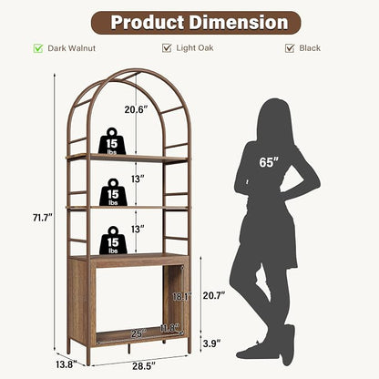 BREEZEHEAT 4-Tier Arched Bookshelf, Floor Standing Open Display Storage Shelf - Image 2