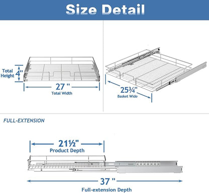LOVMOR Pull Out Cabinet Organizer 27" W x 21½" D, Kitchen Cabinet Pull Out - Image 3