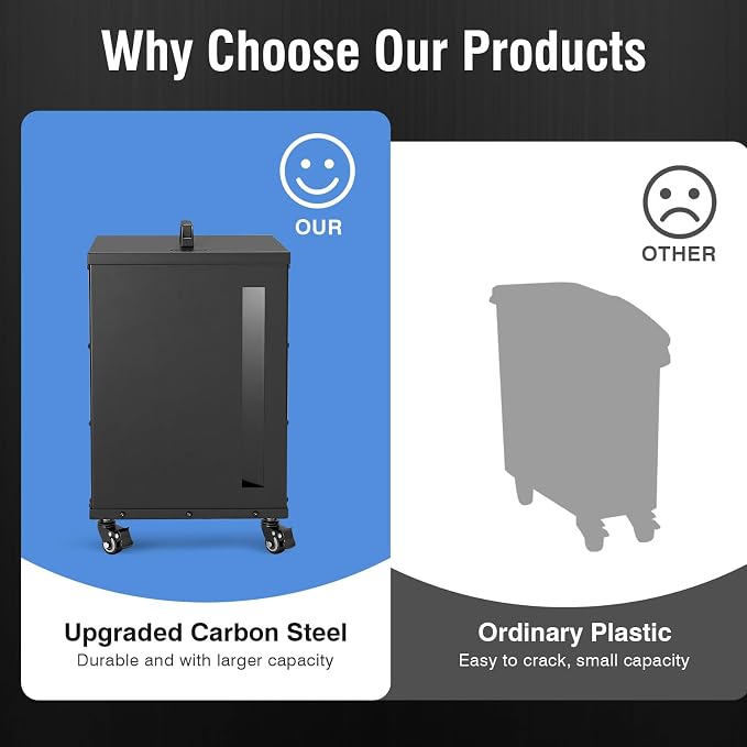 Rayzi 66lb Wood Pellet Storage Bin, Carbon Steel Fuel Pellet Container - Image 6