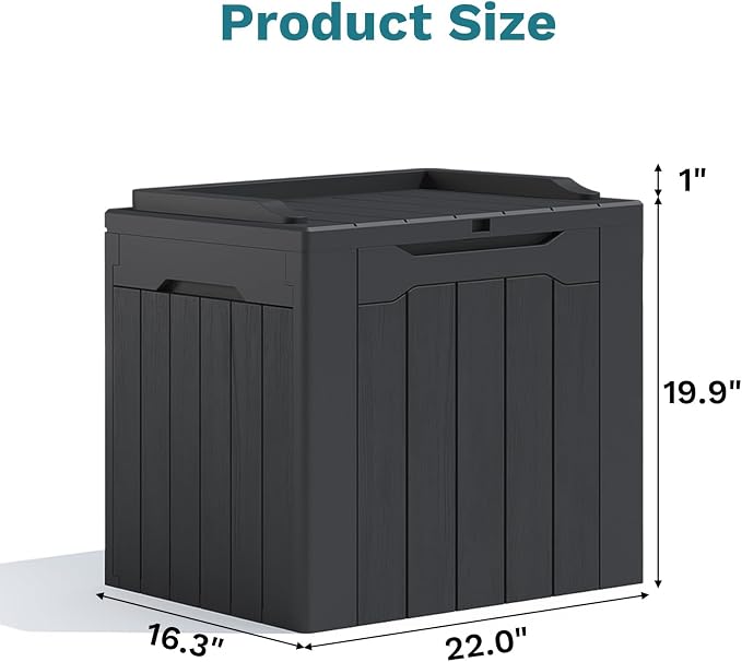 Patiolife 30 Gallon Resin Deck Box, Small Outdoor Storage - Image 6
