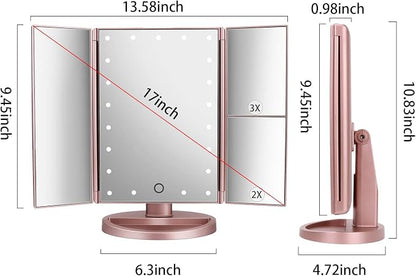 deweisn Dresser Mount Tri-Fold Lighted Vanity Mirror - Image 2