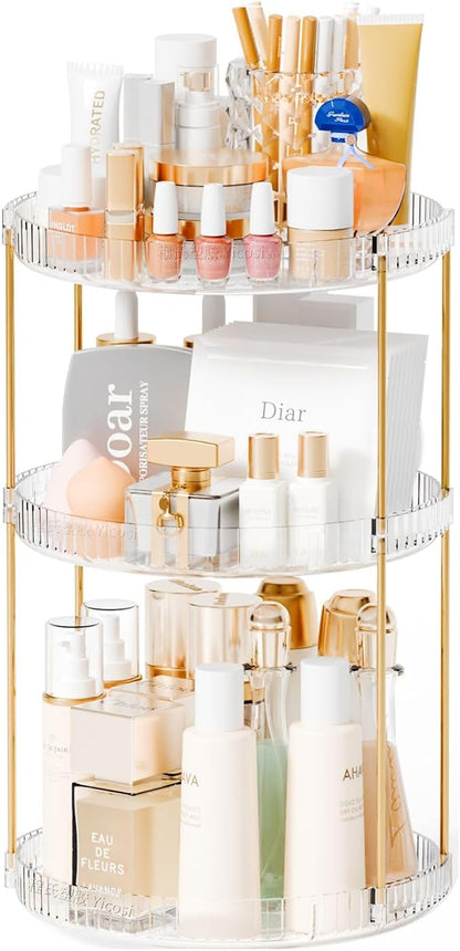 Yieach Acrylic 360 Rotating Makeup Organizer and Perfume Organizer, 3 Tier Make by Yieach